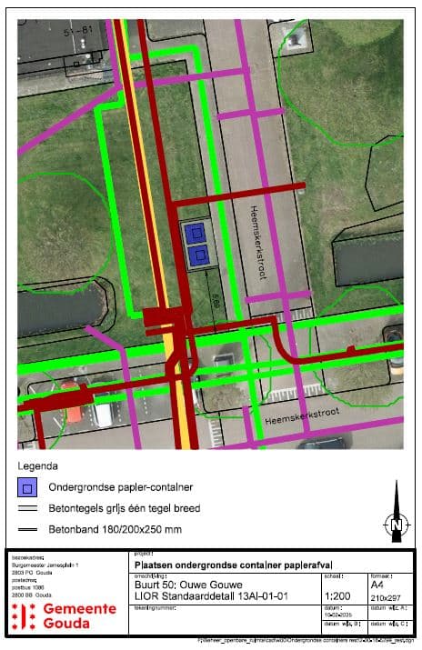 De locatie waar 2 ondergrondse containers zijn aangewezen. De containers komen op de Heemskerkstraat te staan, in de buurt van huisnummer 51.